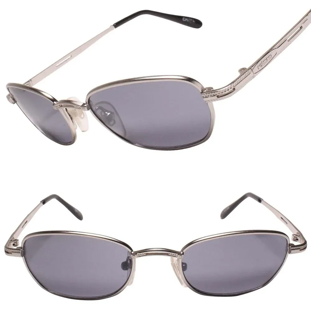 Deadstock 90s Vintage Eclectic Hippie Old School Silver Rectangle Sunglasses